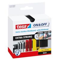 tesa On & Off Extra Strong Klittenband - Sterke zelfklevende klittenbandtape - Zware voorwerpen bevestigen zonder boren - Zwart - Rol van 5 cm x 100 cm
