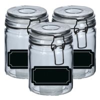 Weckpotten/inmaakpotten - 6x - 250 ml - glas - met beugelsluiting - incl. etiketten - thumbnail