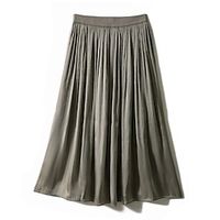 Dames Rok A-lijn Midi Polyester Abrikoos Leger Groen Rokken Winter Met ruches Glanzend Modieus Elegant Straat Dagelijks S M L Lightinthebox