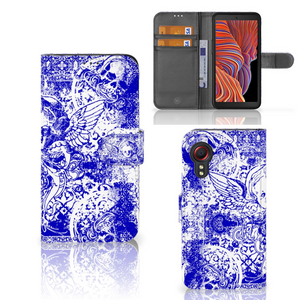 Telefoonhoesje met Naam Samsung Galaxy Xcover 5 Angel Skull Blauw