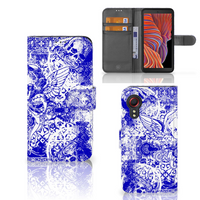 Telefoonhoesje met Naam Samsung Galaxy Xcover 5 Angel Skull Blauw - thumbnail