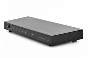 Digitus DS-43302 8 poorten HDMI-splitter Met metalen behuizing, Ultra HD-geschikt, Met aluminium behuizing, LED-weergave 1920 x 1200 Pixel Zwart