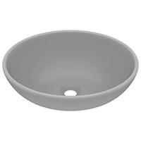 Wastafel ovaal 40x33 cm keramiek mat lichtgrijs