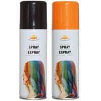 Carnaval verkleed haar verf/spray - zwart en oranje - spuitbus - 125 ml