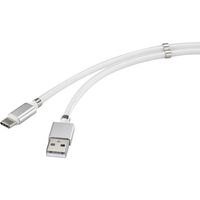 Renkforce USB-kabel USB 2.0 USB-A stekker, USB-C stekker 2.00 m Wit Vergulde steekcontacten TO-6895311 - thumbnail