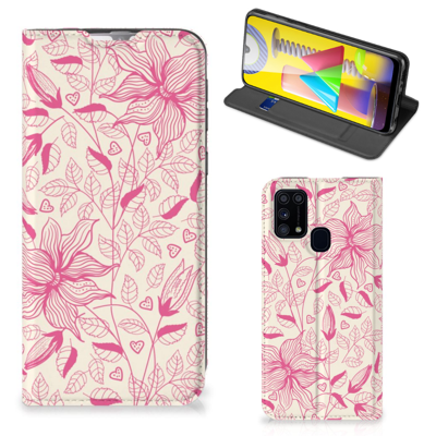 Samsung Galaxy M31 Smart Cover Pink Flowers