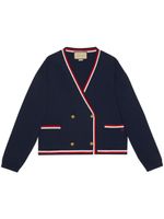 Gucci cardigan croisé à bords rayés - Bleu