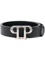 Philipp Plein ceinture en cuir à plaque logo - Noir