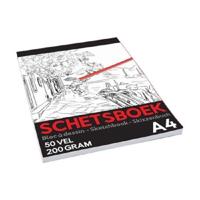 Schetsboek/tekenboek A4 formaat - wit papier - 50 vellen - 200 grams   -