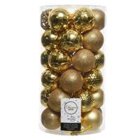 37x Gouden kerstballen 6 cm kunststof mix