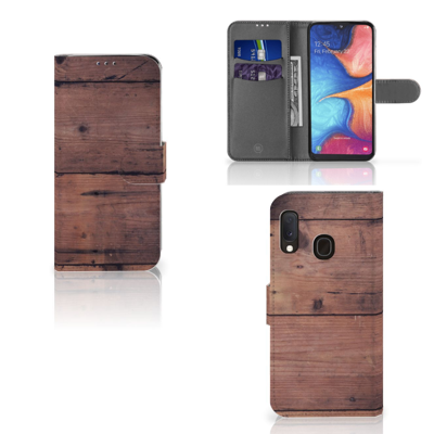 Samsung Galaxy A20e Book Style Case Old Wood