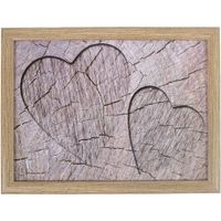 Schootkussen/laptray boomstam/hout hartjes print 33 x 43 cm - thumbnail