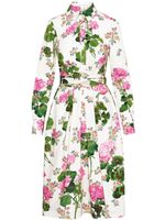 Oscar de la Renta robe mi-longue en popeline à fleurs - Tons neutres - thumbnail