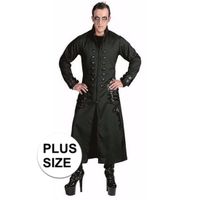 Grote maten zwarte gothic/vampier jas verkleedkleding voor heren - thumbnail