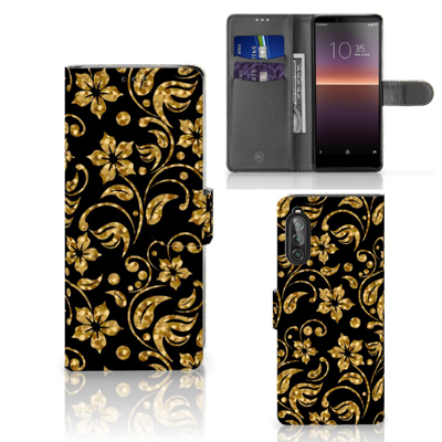 Sony Xperia 10 II Hoesje Gouden Bloemen Sony Xperia 10 II Hoesje Gouden Bloemen