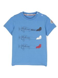 Moncler Enfant t-shirt à logo imprimé - Bleu