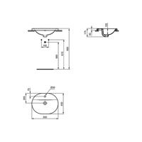 Ideal Standard Connect inbouwwastafel ovaal 55x43cm m. overloop m. kraangat Ideal plus wit