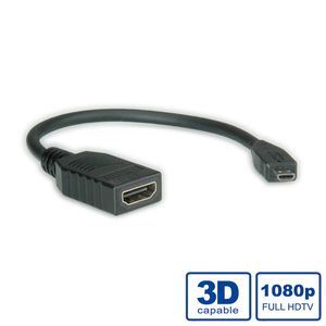 VALUE HDMI High Speed Kabel met Ethernet, HDMI F - Micro HDMI M, 0,15 m