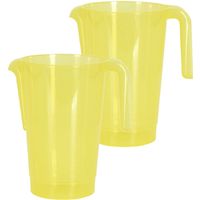 Schenkkan/waterkan - 2x - geel - 1500 ML - kunststof - 20 x 18 x 20,5 cm