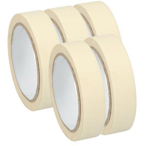 Afplaktape/schilderstape - 5x - wit - 25mm x 25m - voor binnen/buiten