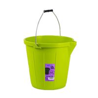 Set van 4x stuks kunststof emmers met schenktuit lime groen 12 liter