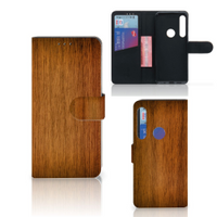 Motorola One Action Book Style Case Donker Hout