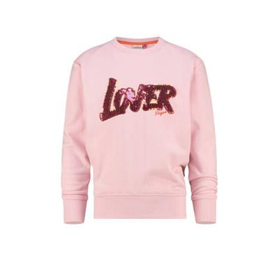 Vingino sweater Nerissa met tekst en pailletten lichtroze Vingino sweater Nerissa met tekst en pailletten lichtroze