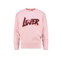 Vingino sweater Nerissa met tekst en pailletten lichtroze