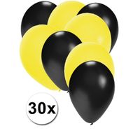 Zwarte en gele ballonnen 30 stuks   - - thumbnail