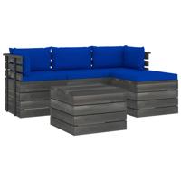 vidaXL 5-delige Loungeset met kussens pallet massief grenenhout