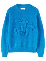 Jil Sander pull en maille épaisse à logo brodé - Bleu