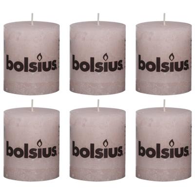 Bolsius Rustiekkaarsen 6 st 80x68 mm pastel roze