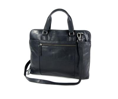 Ruime dames office bag L HANA wax pull up zwart