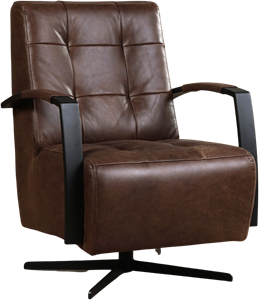 Bruine leren industriële draaifauteuil Mind - staal zwart frame met stervoet - Vintage Leer Brown (bruin leer)