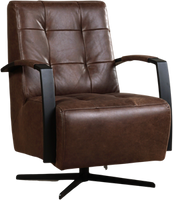 Bruine leren industriële draaifauteuil Mind - staal zwart frame met stervoet - Vintage Leer Brown (bruin leer)