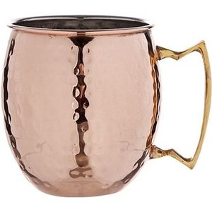 1x Cocktailbeker/cocktailglas Moscow Mule 450 ml gehamerd koper