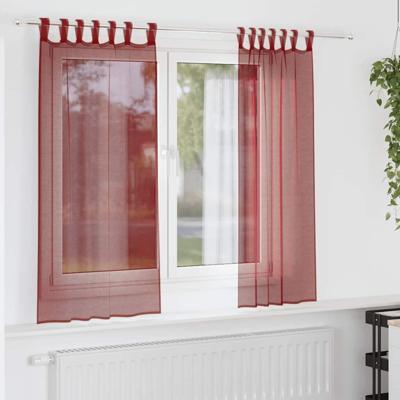 Gordijnen voile met roedezakken 2 st wijnrood Gordijnen voile met roedezakken 2 st wijnrood