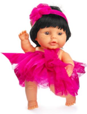 Berjuan babypop 22 cm meisjes vinyl/textiel zwart/fuchsia Berjuan babypop 22 cm meisjes vinyl/textiel zwart/fuchsia