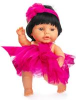 Berjuan babypop 22 cm meisjes vinyl/textiel zwart/fuchsia