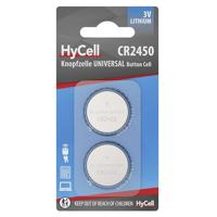HyCell Lithium knoopcellen CR2450 3V, 2 stuks, lange houdbaarheid, voor rekenmachine, weegschaal, klok, autosleutel, garage-opener, afstandsbediening, licht