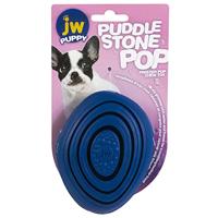 JW Puddle Stone Pop Tandspeelgoed voor het verlichten van puppy's, bijtring voor puppy's, zacht en robuust gestructureerd rubber, massage van het tandvlees, eenheidsmaat