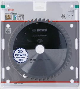 Bosch Accessories 2608837723 2608837723 Hardmetaal-cirkelzaagblad 216 x 30 mm Aantal tanden: 48 1 stuk(s)