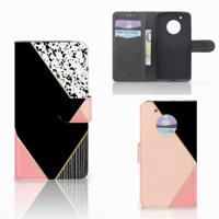 Motorola Moto G5 Plus Book Case Zwart Roze Vormen