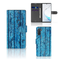 Samsung Galaxy Note 10 Book Style Case Wood Blue - thumbnail