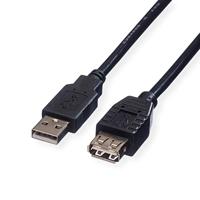 ROLINE USB 2.0 kabel, type A-A, ST/BU, zwart, 0,8m