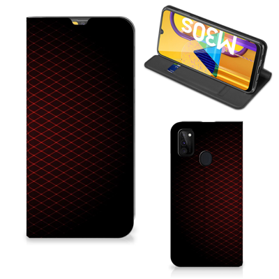 Samsung Galaxy M30s | M21 Hoesje met Magneet Geruit Rood Samsung Galaxy M30s | M21 Hoesje met Magneet Geruit Rood