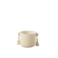 J-Line Bloempot Kwast Keramiek Creme Small