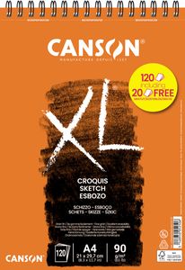 Canson schetsblok XXL, 90 g/m², ft A4, 100 + 20 vel gratis