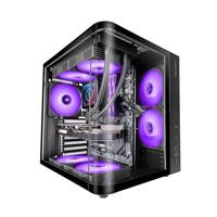 Mars Gaming MC-CURV, Gaming-ATX-behuizing, Drievoudig Gebogen Doorlopend Gehard Glas Voor en Zijkant, Dubbele Kamerstructuur, Compacte PC-Mid-Tower, Grote Interne Capaciteit, USB-C, USB 3.0, Zwart