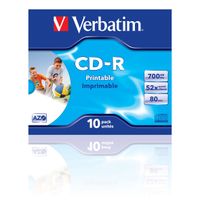 Verbatim CD-R AZO Wide Inkjet Printable 700 MB 10 stuk(s) - thumbnail